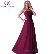 Vestido de noiva formal sem alças Grace Karin Vestido de noite com comprimento de chão com linha A CL1236